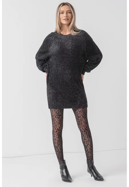 Уголемена бляскава рокля Dazzle - Черен