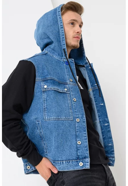 Яке от деним с дизайн 2 в 1 - Черен/Син