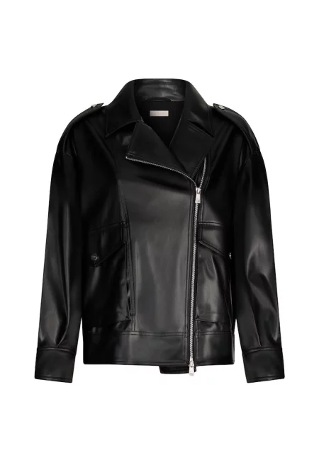 Яке от еко кожа - Черен