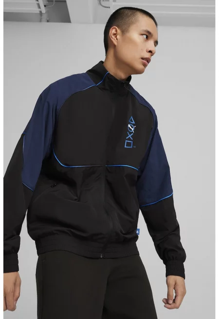 Яке с цип и реглан ръкави с фигурален принт - Черен
