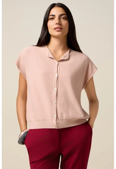 Жилетка с къси ръкави и бляскави частици