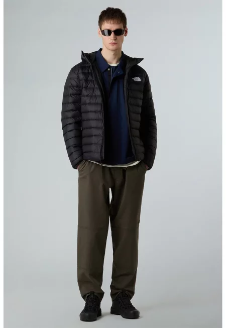 Зимно яке Classic с пухена вата и качулка - Черен