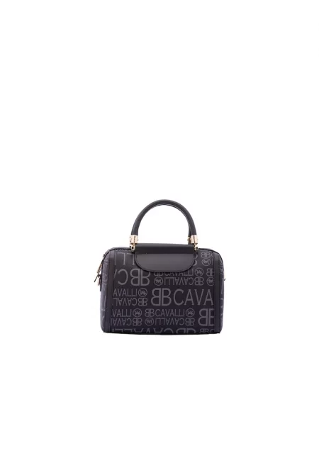 B Cavalli - Чанта през рамо от еко кожа с принт - Черен/Tъмносив