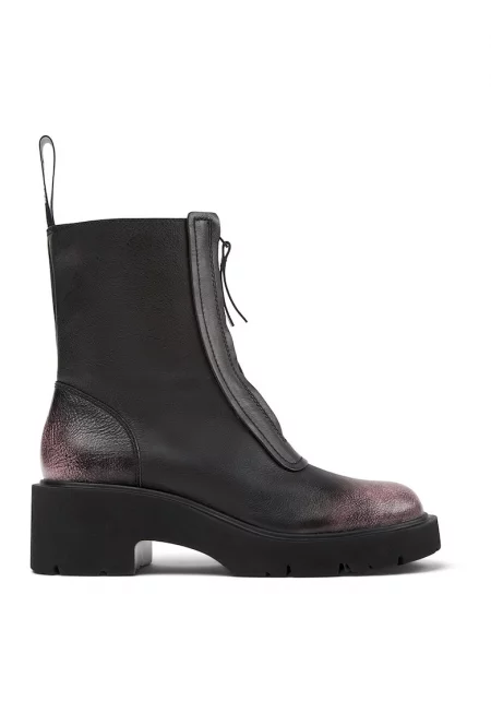 Боти от еко кожа с ток и цип отпред