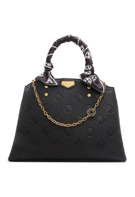 Чанта през рамо Astraea от еко кожа с релефни детайли - Черен