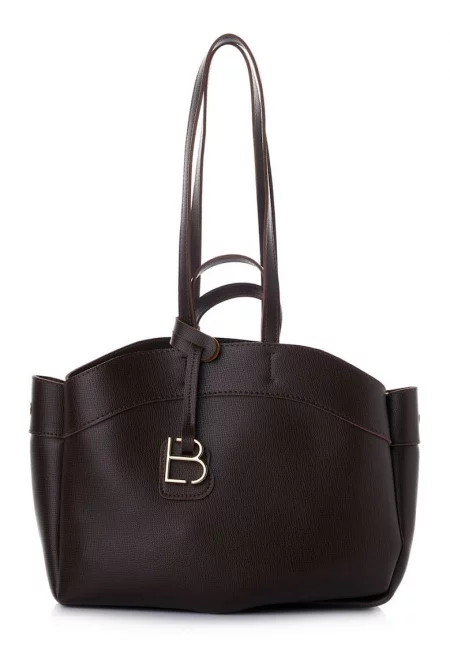 Чанта tote от екологична кожа с множество презрамки - Тъмнокафяв - 23 x 35 x 15 cm