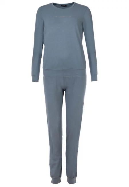 Дълга пижама с лого - Син