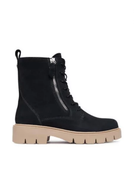 Дамски боти до глезена -  305257390 - естествена кожа - черен