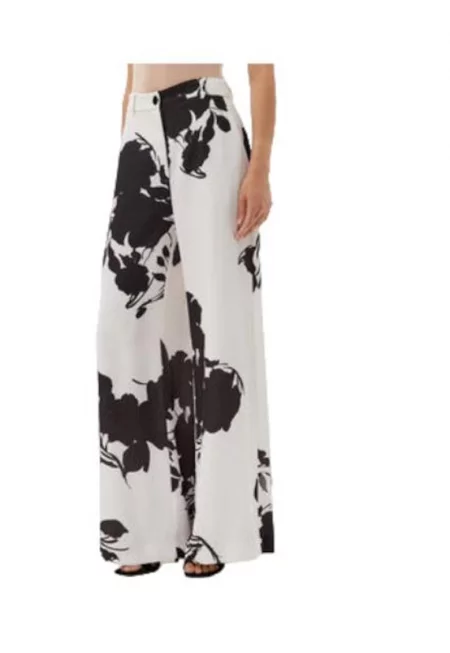 Дамски панталон  рециклиран полиестер - бял/черен