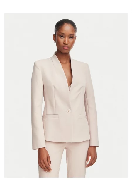 дамско сако от полиестер с еластан - slim fit - за специални поводи - модел 0000306526815 - бежово -
