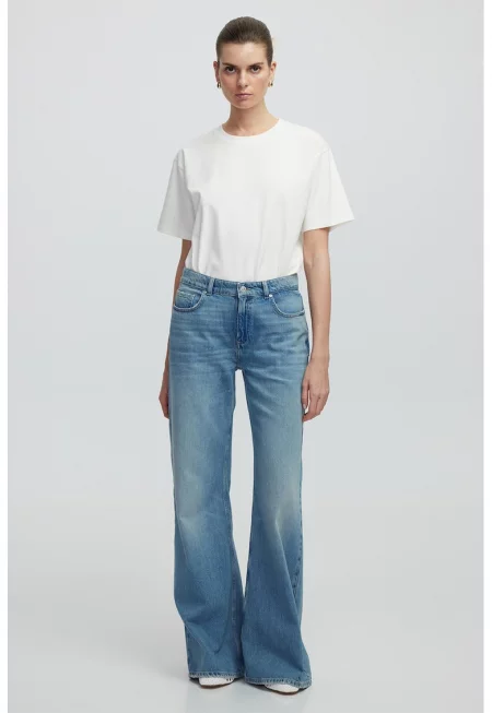 Дънки деграде с висока талия - Син