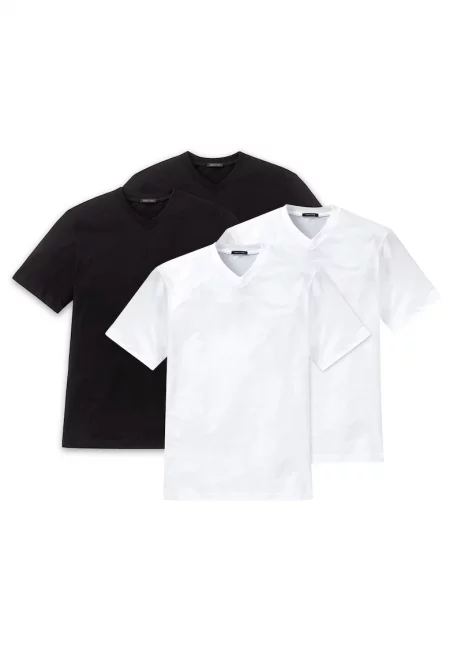 Домашна тениска с шпиц - 4 броя - Бял/Черен