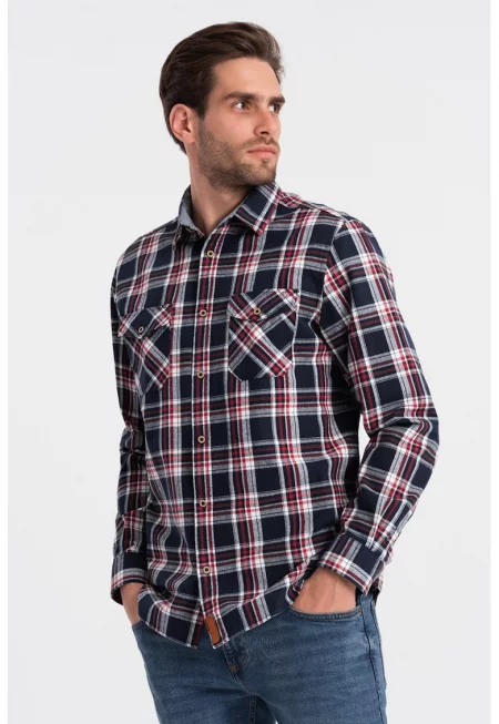Фланелена риза на каре - Червен/Бял/Тъмносин