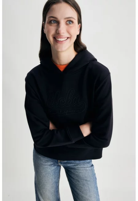 Худи Deborah с джоб кенгуру - Черен