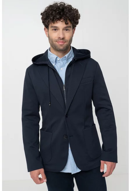 Худи с цип и копчета - Ултрамарин синьо