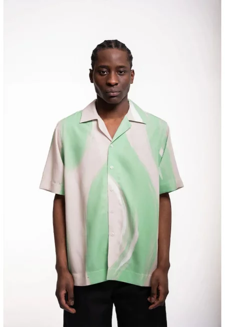 Извънгабаритна риза с къс ръкав - Зелен