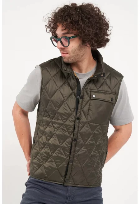 Капитониран елек с джоб - Каки