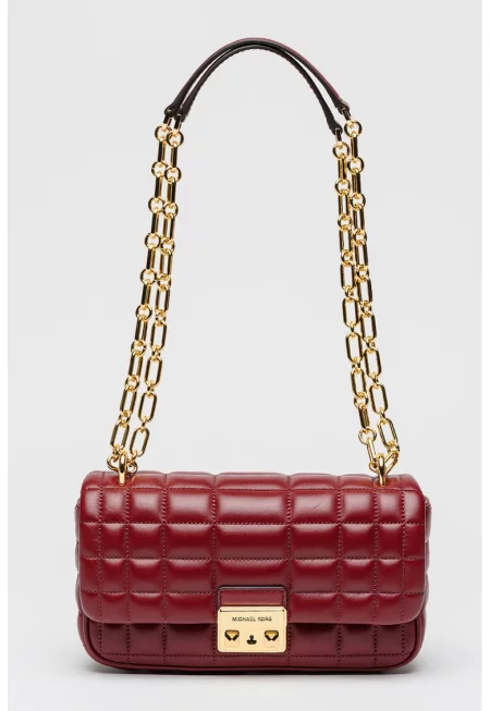 Капитонирана кожена чанта за рамо Tribeca - Тъмновиолетов