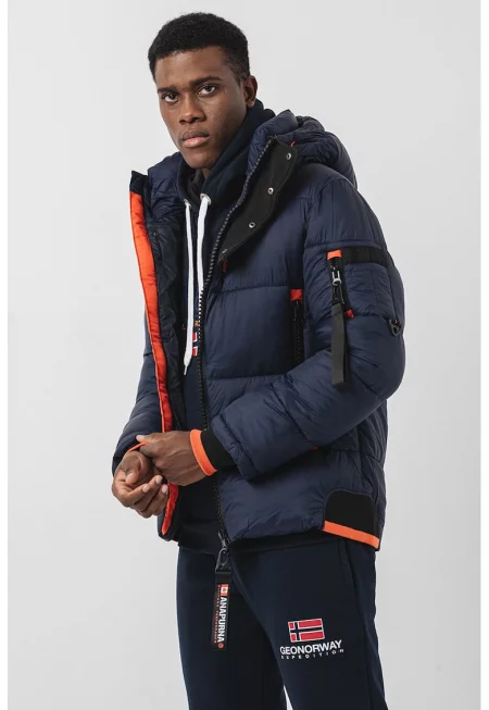 Капитонирано зимно яке Calixana с качулка - Тъмносин