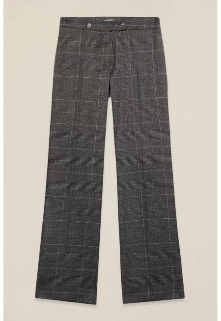 Кариран панталон с широк крачол