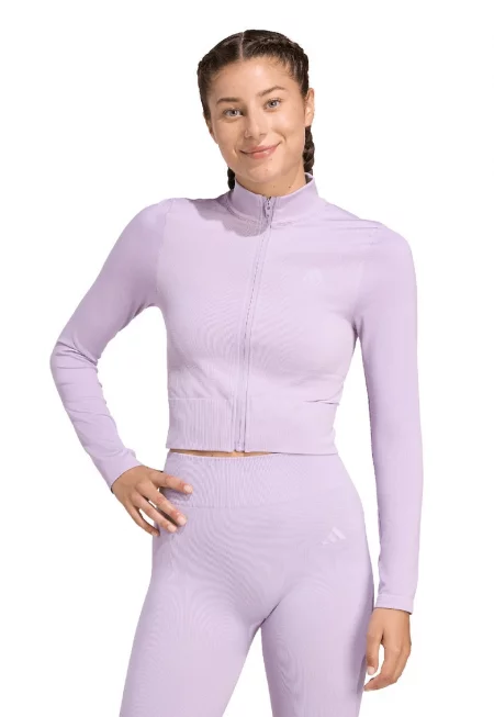 Къс фитнес суитшърт с цип - Светлолилав -