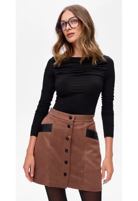 Къса пола с гарнитури от еко кожа Everli