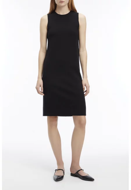 Къса рокля без ръкави с вълна - Черен