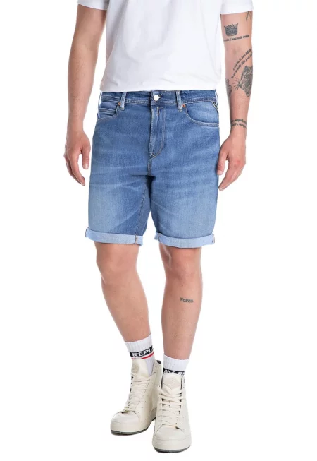 Къси дънки със средна талия - Син