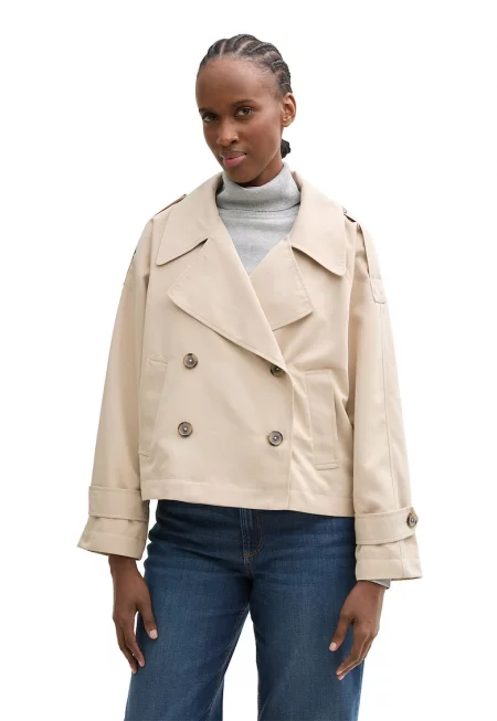 Късо палто с ръкави реглан - Слонова кост