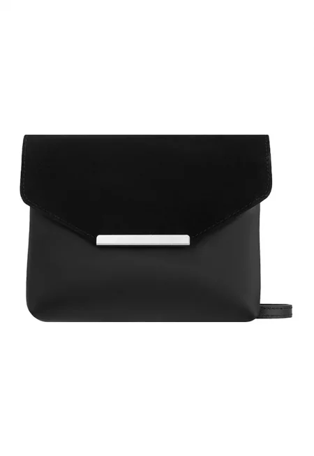 Клъч от импрегнирана кожа с презрамка с верижка - Сив