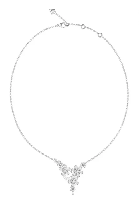 Колие от неръждаема стомана с кристали - Сребрист