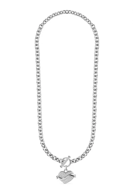 Колие със сърцевидна висулка - Сребрист