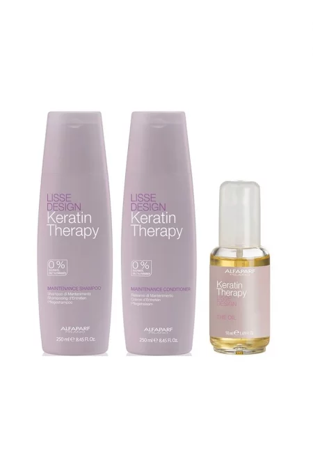 Комплект Alfaparf Smooth Design Keratin Therapy - Шампоан - 250 мл - Балсам - 250 мл - Масло за коса - 50 мл