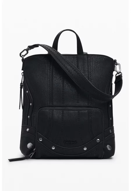 Конвертируема раница с нитове - Черен