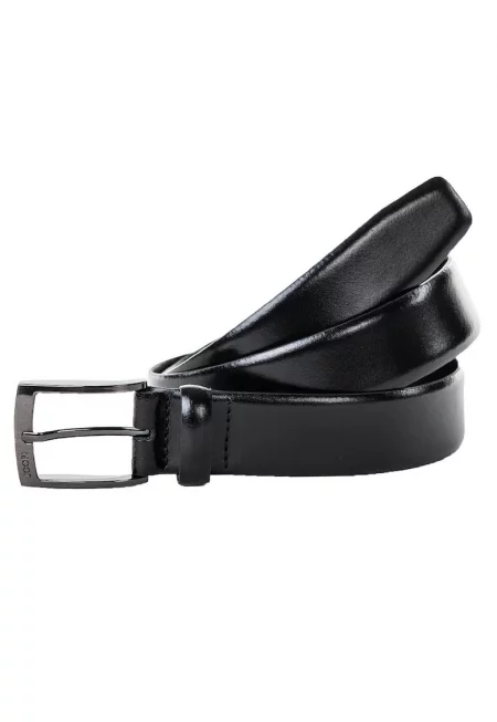 Кожен колан с метална тока - Черен