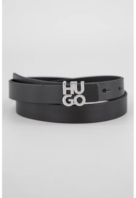 Кожен колан с тока с игла - Черен