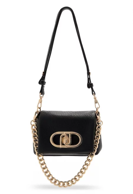 Кожена чанта през рамо Lapuffy с отделяща се дръжка - Черен