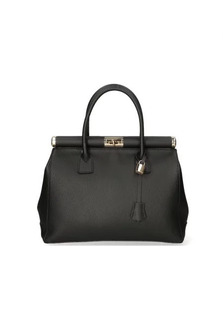 Кожена чанта с отделяща се презрамка - Черен