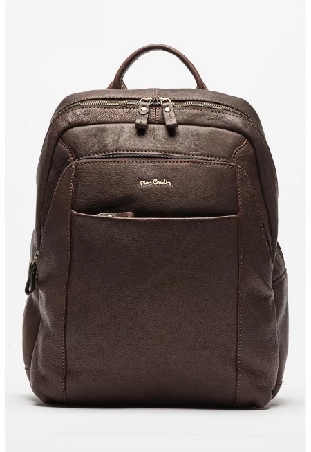 Кожена раница с джобове - Коняк кафяв