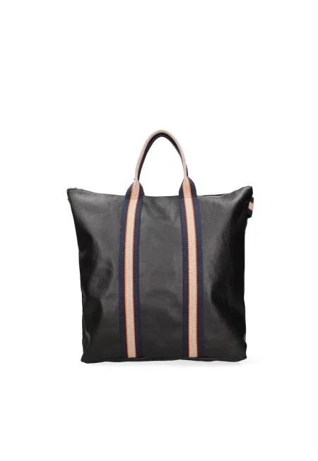 Кожена шопинг раница - Черен/Син