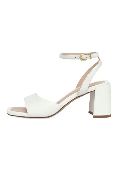 Кожени сандали с масивен ток - Бял