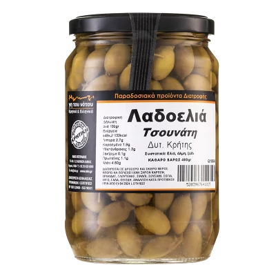 Маслини сорт Tsounati в саламура от западната част на остров Крит, 465 g