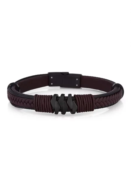 Мъжка гривна  от екологична кожа - дължина 20 см - JWQG3015