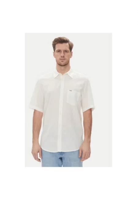 Мъжка риза  112362728 - Лен/Памук - Бяла