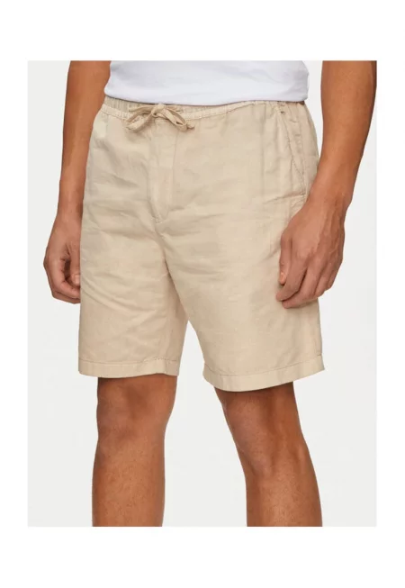 Мъжки къси панталони -  303665661 - Лен/Памук - Бежов - Бежов