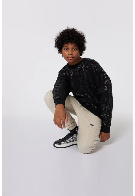 Памучен суитшърт с лого - Черен/Сив