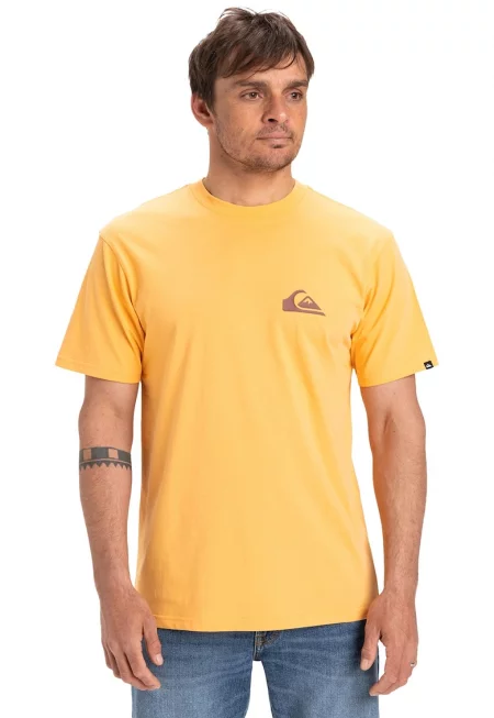 Памучна тениска Ev с лого - Сламеножълт