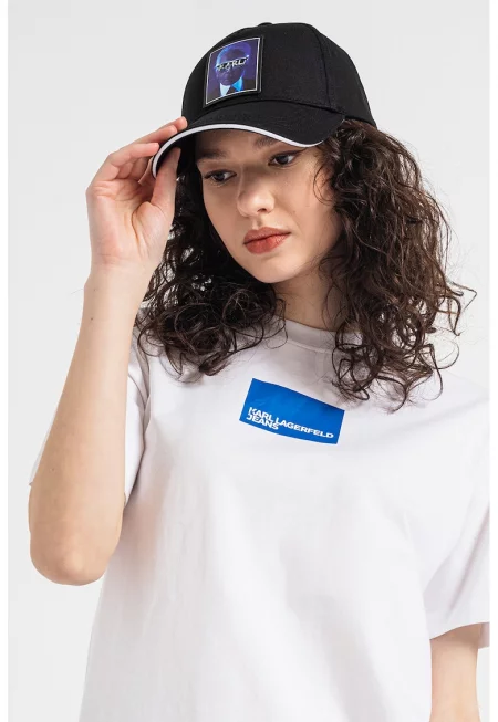 Памучна тениска с лого - Бял