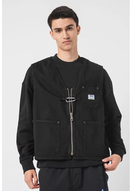 Памучно яке с джобове встрани - Черен