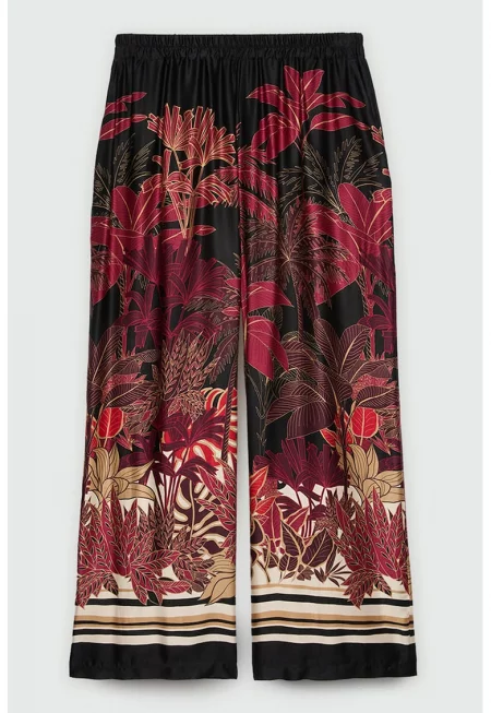 Панталон със свободна кройка - Бордо/Черен/Бежов